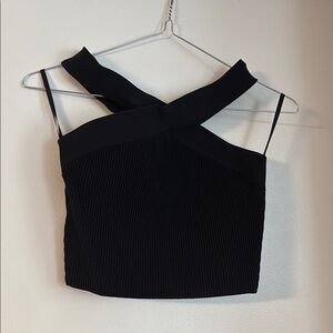 Babaton Black Cross-Strap Crop Top